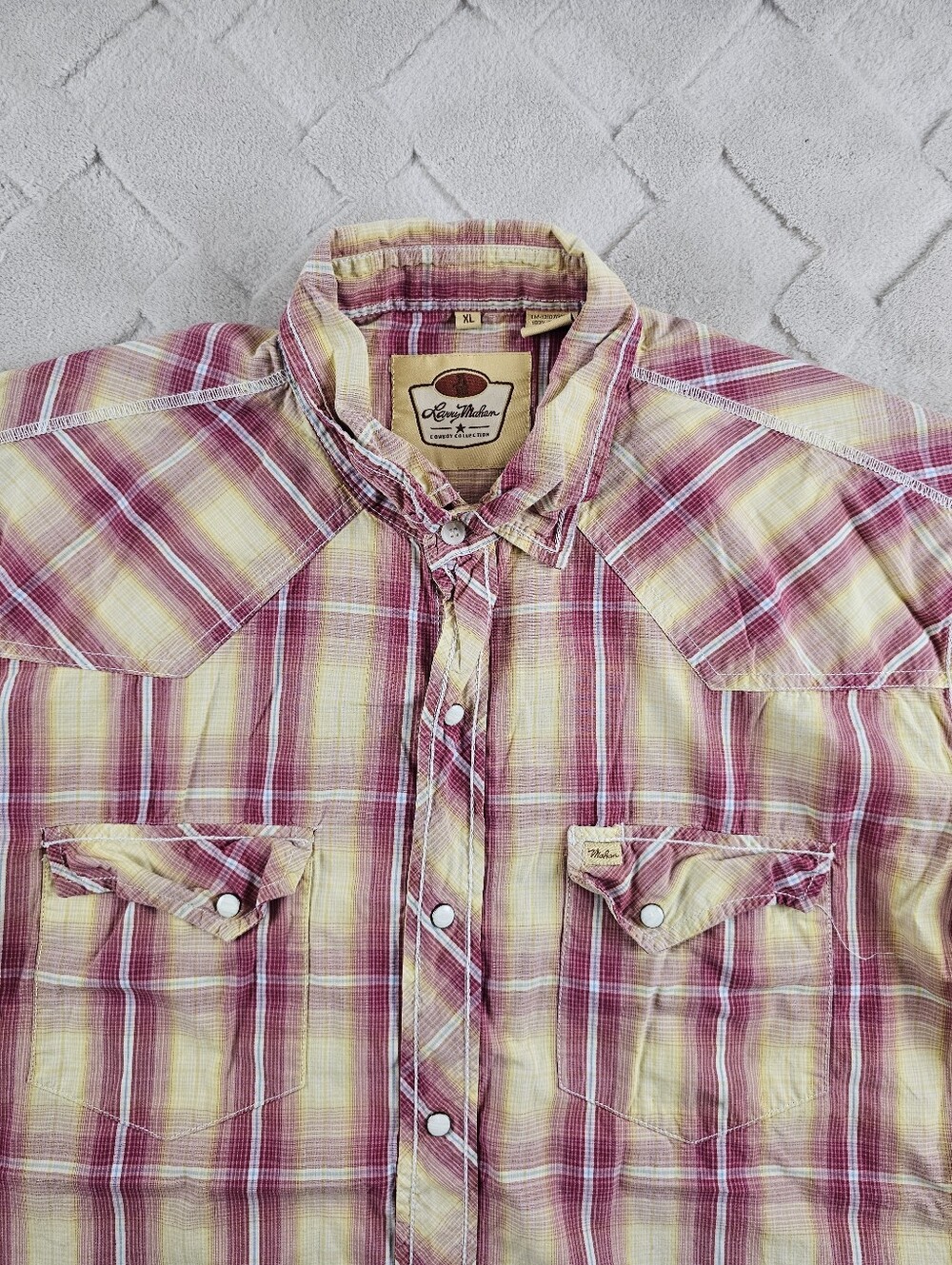 Larry Mahan Pearl Snap Western Shirt Mens Extra Large Button Up Short Sleeve
